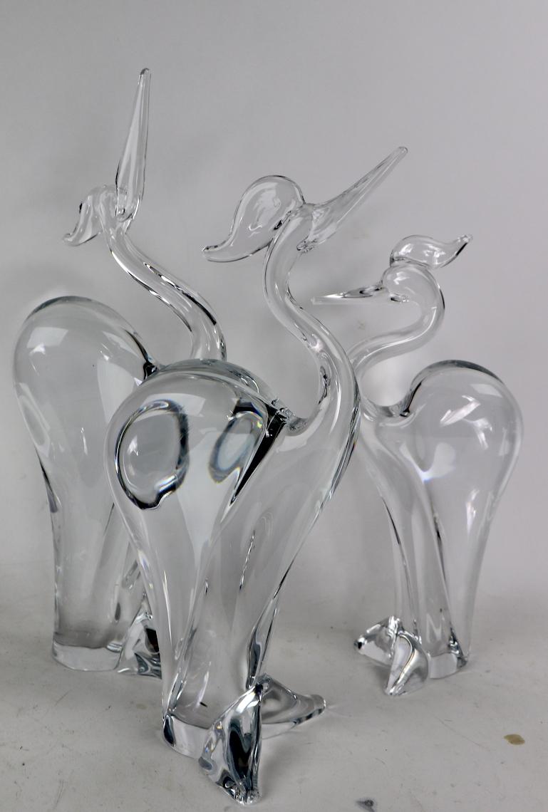 Group of 3 Marcolin Crystal Glass Birds Made in Sweden For Sale 3