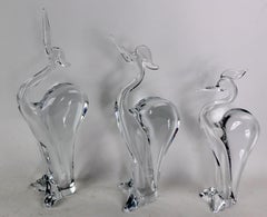 Group of 3 Marcolin Crystal Glass Birds Made in Sweden