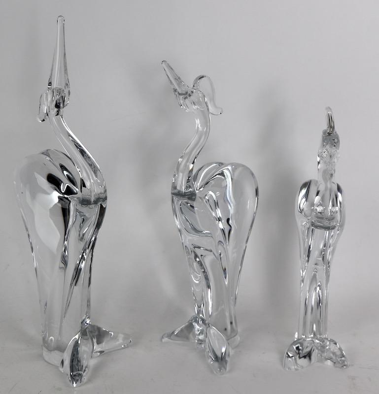 Groupe de 3 oiseaux en verre de cristal Marcolin fabriqués en Suède Excellent état - En vente à New York, NY