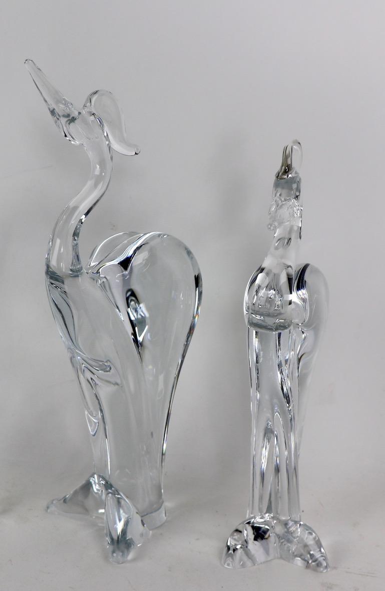Cristal Groupe de 3 oiseaux en verre de cristal Marcolin fabriqués en Suède en vente