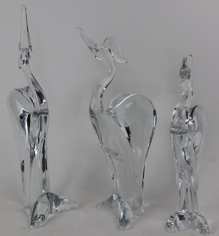 Groupe de 3 oiseaux en verre de cristal Marcolin fabriqués en Suède en vente 1