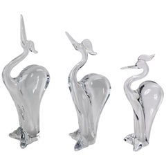 Group of 3 Marcolin Crystal Glass Birds Made in Sweden