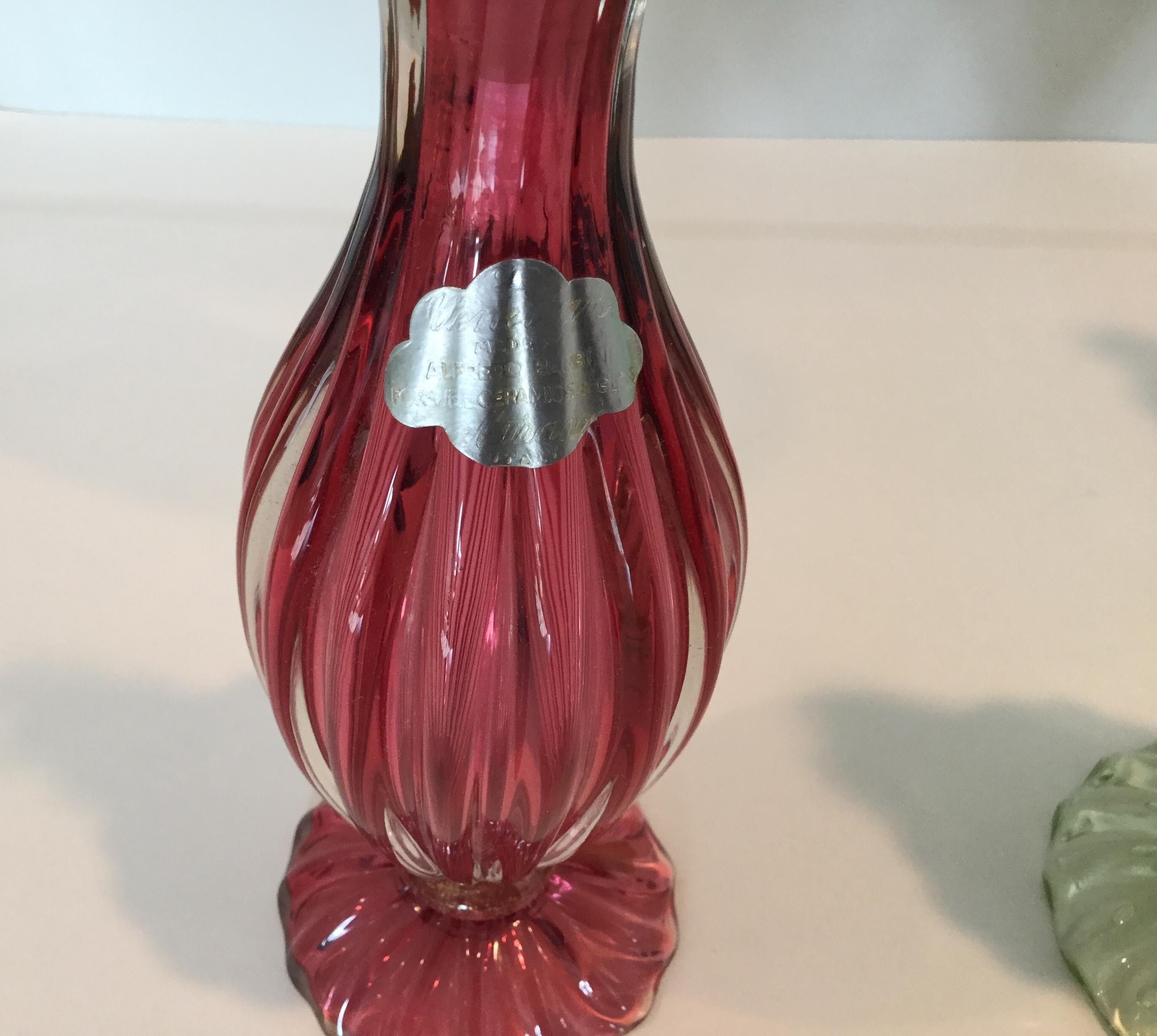 Mid-Century Modern Group of 3 Murano Decanters by Alfredo Barbini For Sale