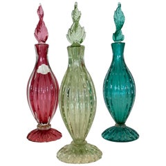 Group of 3 Murano Decanters by Alfredo Barbini