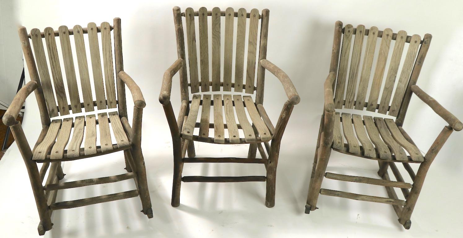 Group of 3 Old Hickory Furniture Rocking Chairs and Armchair 4
