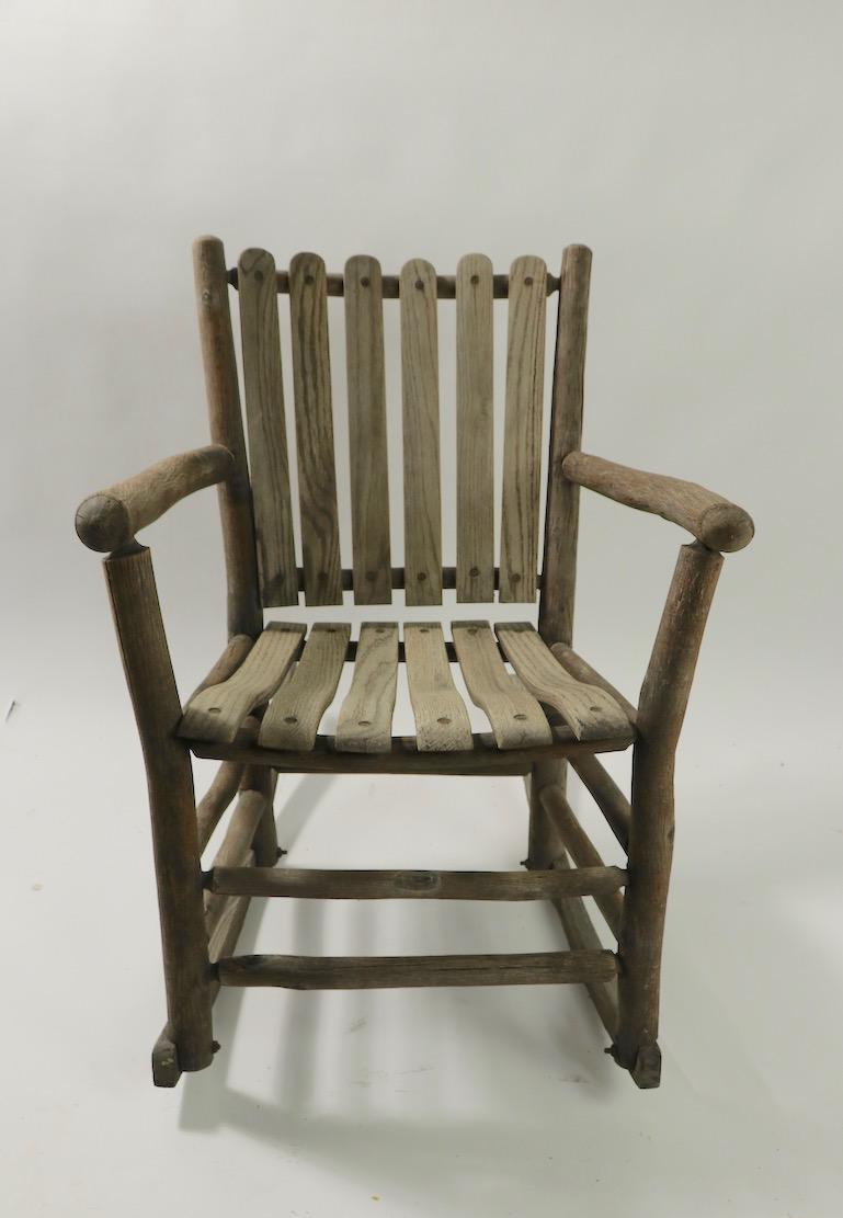 20th Century Group of 3 Old Hickory Furniture Rocking Chairs and Armchair