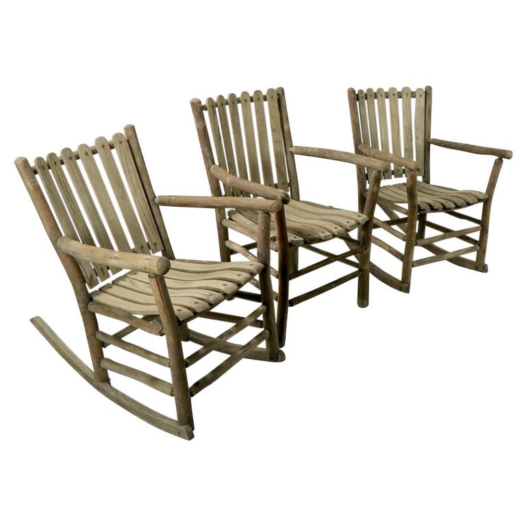 Group Of 3 Old Hickory Furniture Rocking Chairs And Armchair For