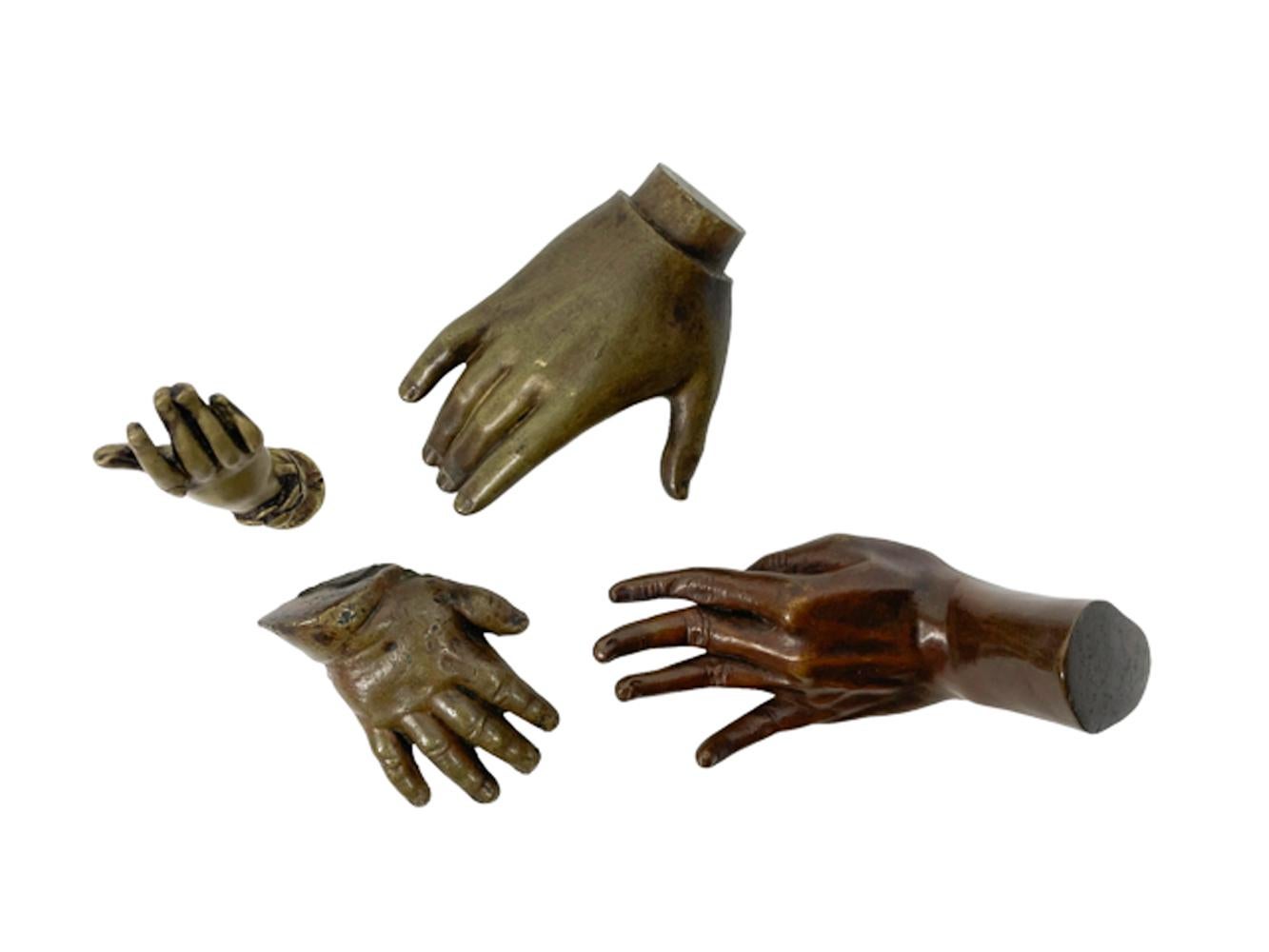 Group of 4 19th/20th Century Models of Hands in Cast Bronze and Brass For Sale 1