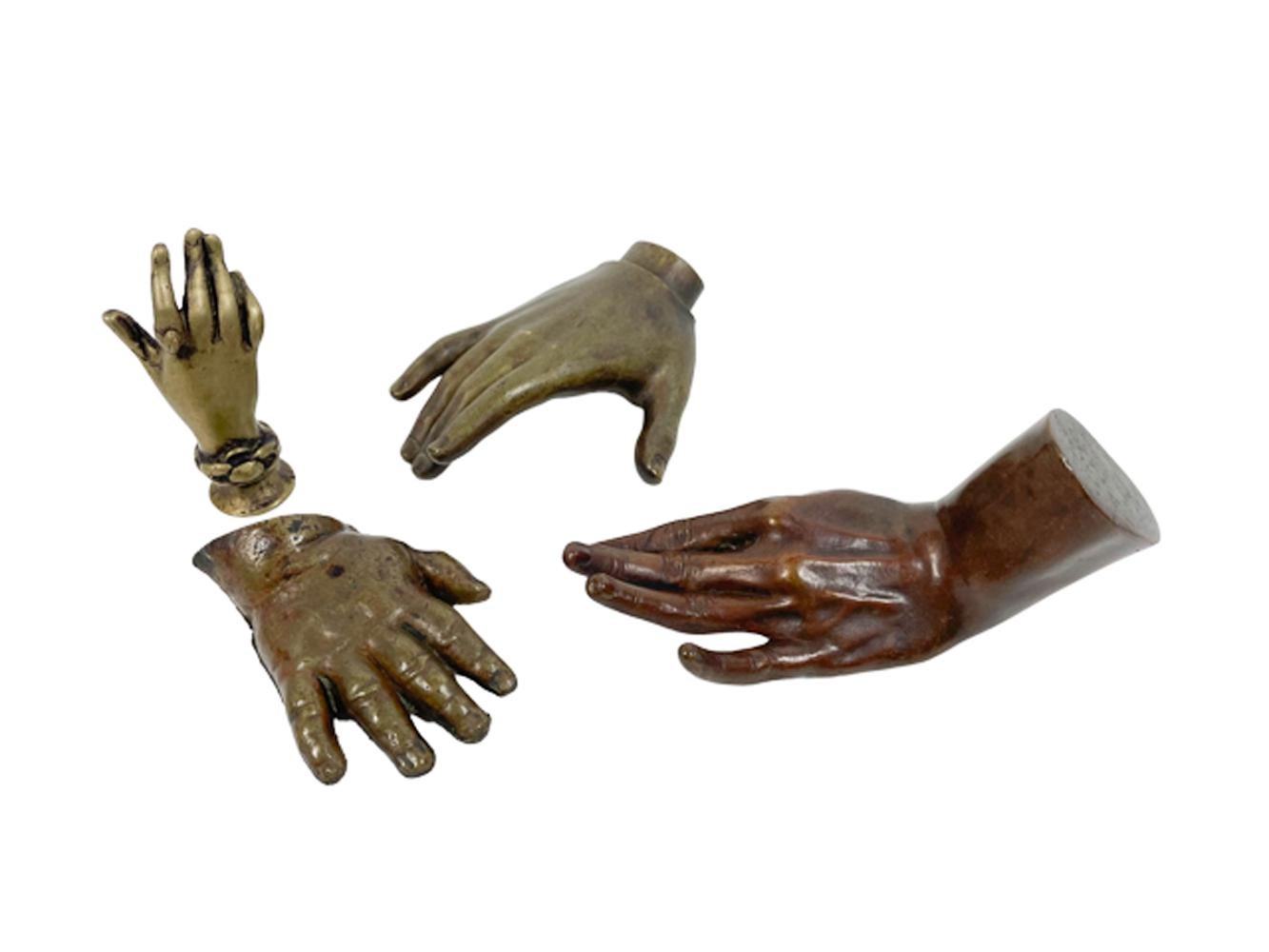 Group of 4 19th/20th Century Models of Hands in Cast Bronze and Brass For Sale 2