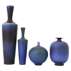 Group of 4 Blue Vases, Berndt Friberg, Gustavsberg, Scandinavian Modern