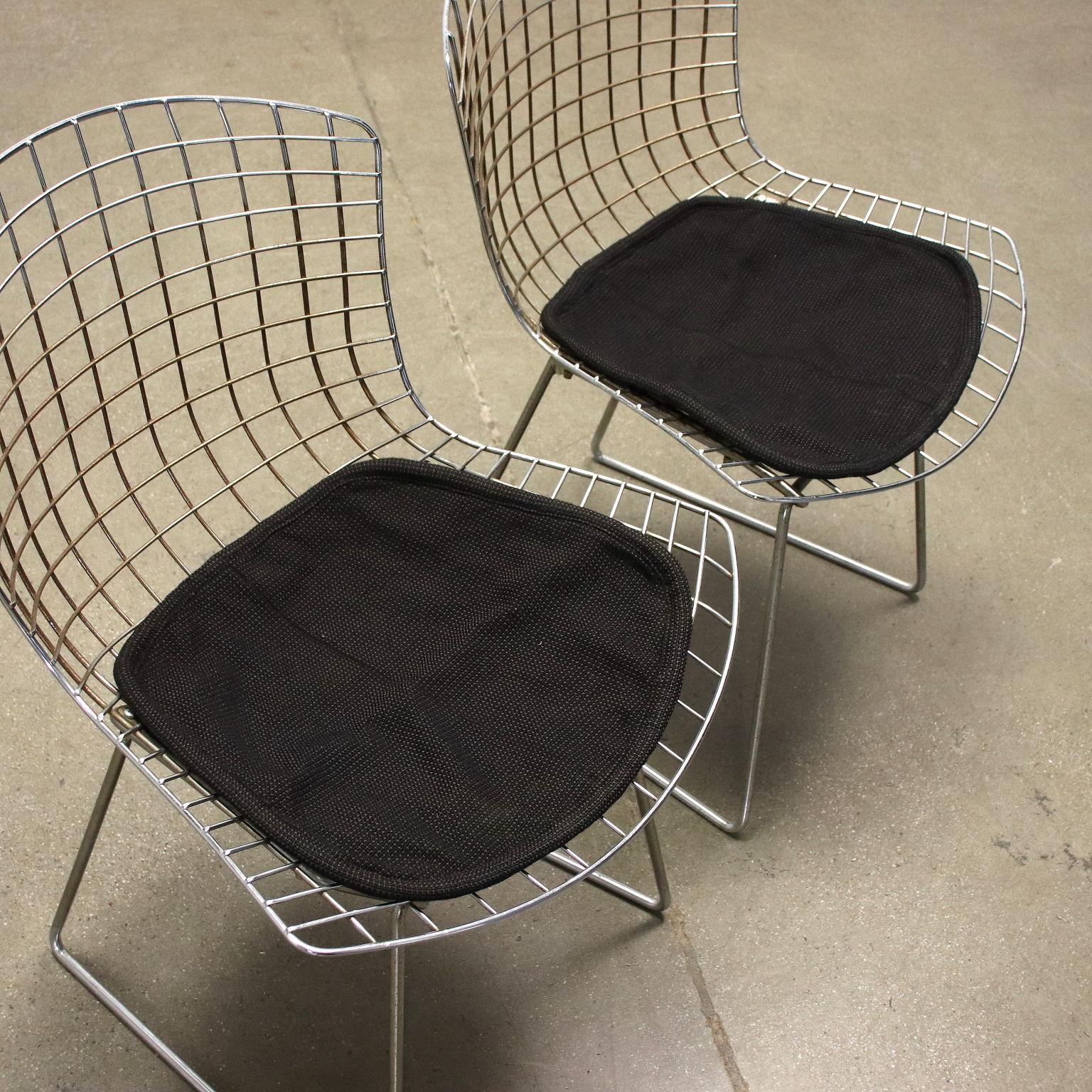 20th Century Group of 4 Chairs by Knoll Chromed Metal Fabric USA, 1960s-1970s