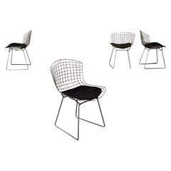 Group of 4 Chairs by Knoll Chromed Metal Fabric USA, 1960s-1970s