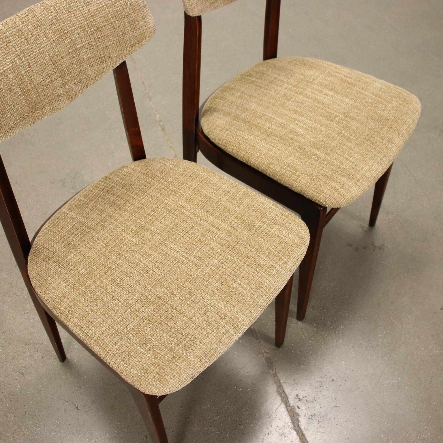 Group of 4 Chairs Foam Fabric Beech, Italy, 1960s In Excellent Condition In Milano, IT