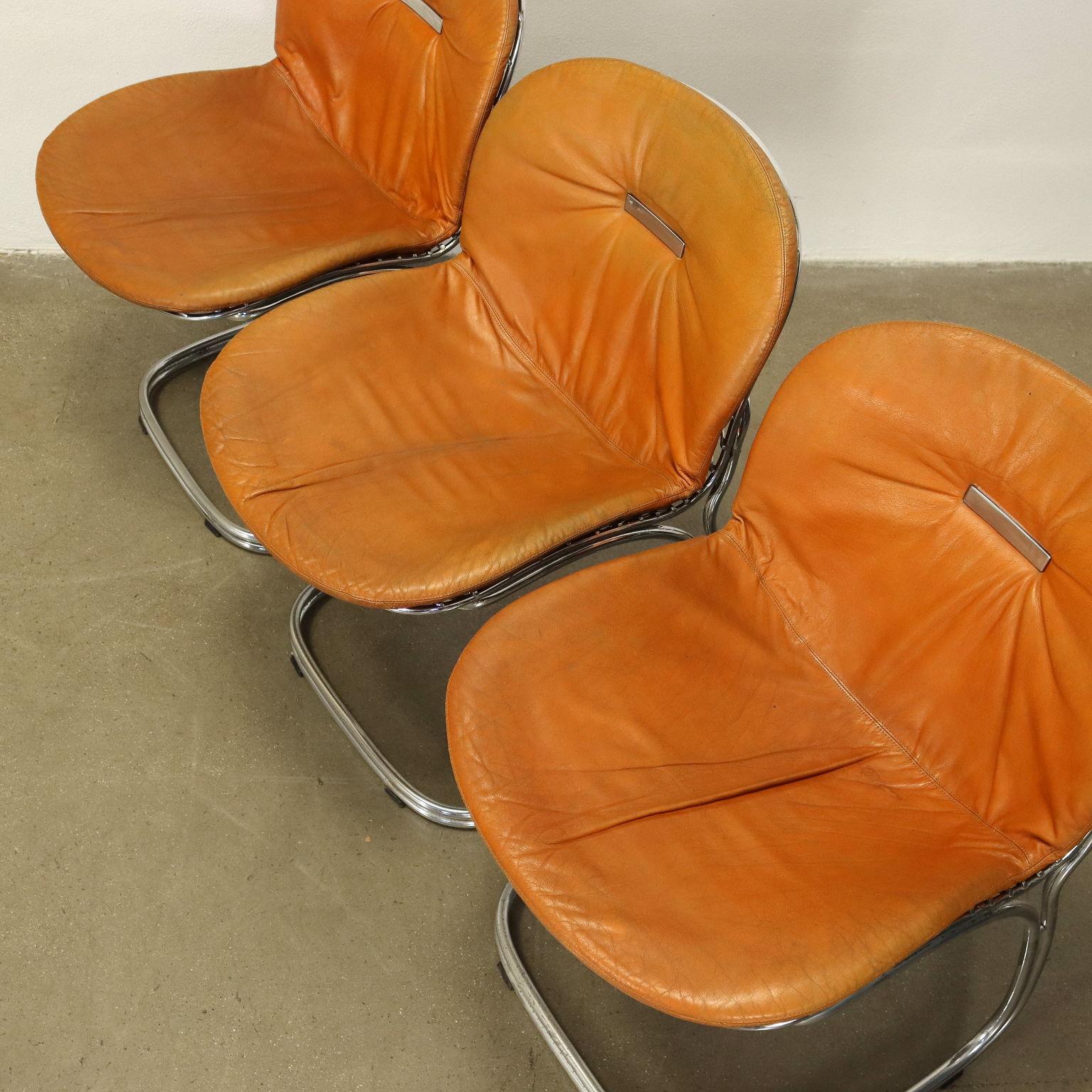 Group of 4 Chairs Rima Sabrina Leather Italy 1960s 2