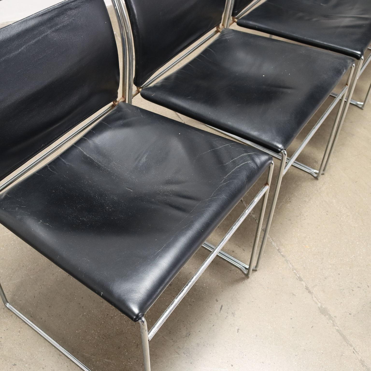 20th Century Group of 4 Chairs Simon Gavina Tulu Leather, Italy, 1960s-1970s For Sale