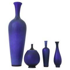 Group of 4 Deep Blue Vases, Berndt Friberg, Gustavsberg, Scandinavian Modern