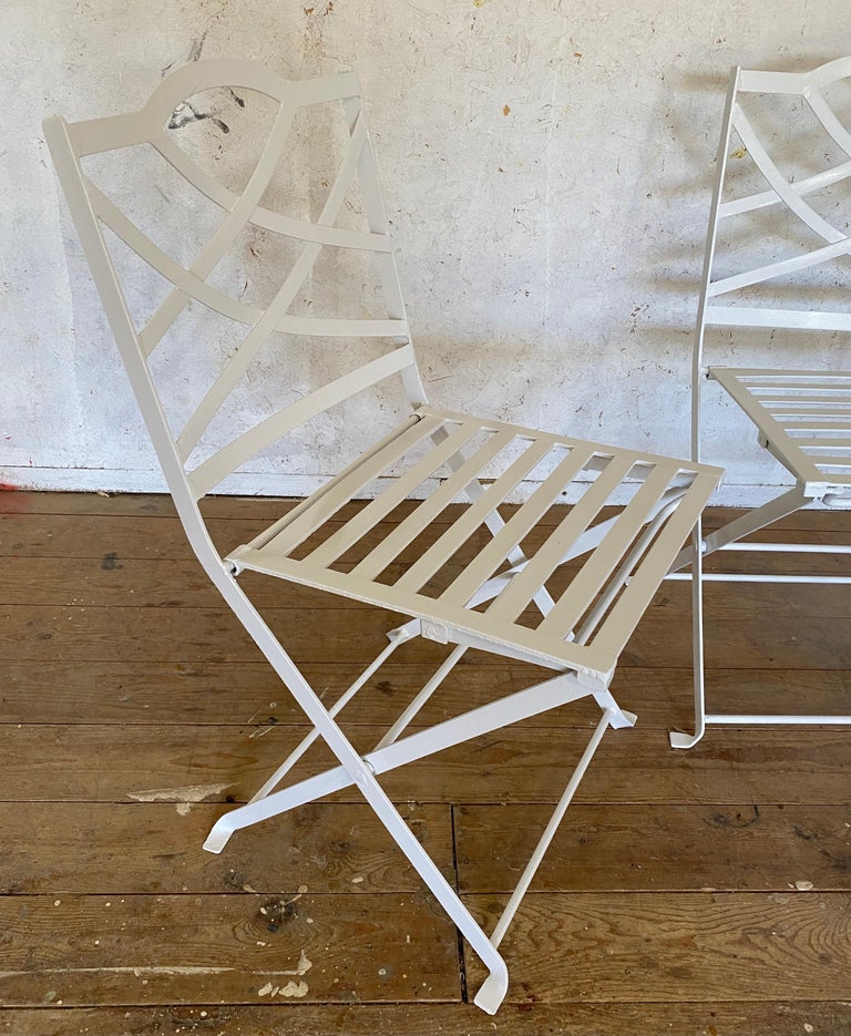 Group of 4 Folding Metal Patio Chairs For Sale at 1stDibs