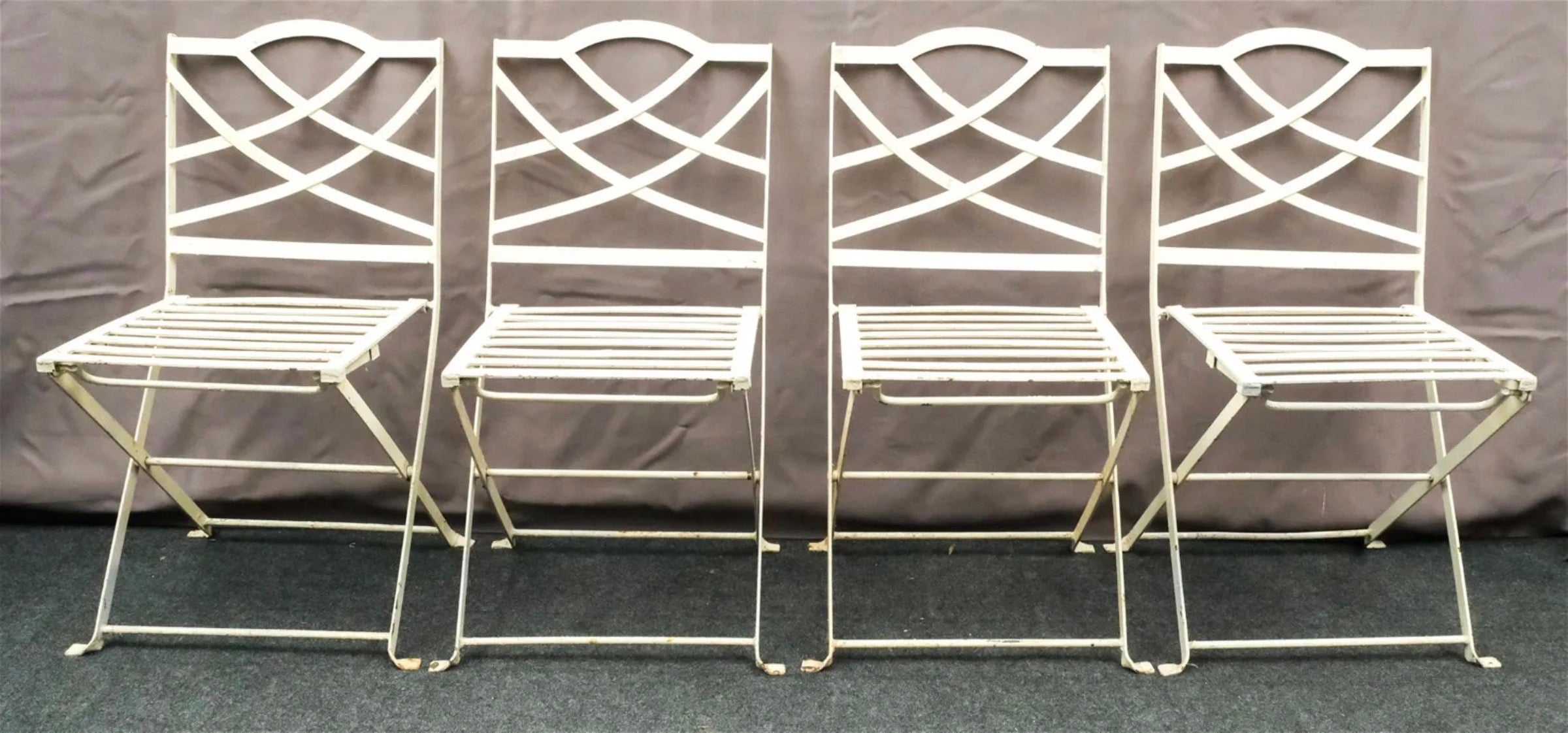 Group of 4 Folding Metal Patio Chairs In Good Condition For Sale In Sheffield, MA
