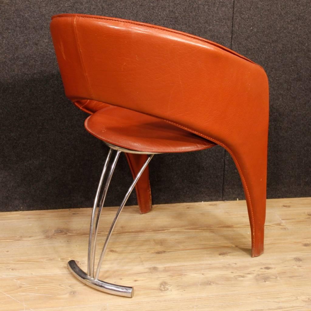 Group of Four Italian Design Chairs in Leather and Metal from 20th Century 2