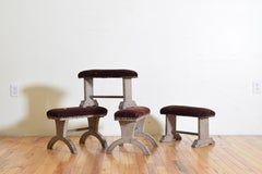 Group of 4 Italian Neoclassic Painted and Upholstered Kneeling Benches, 19th C