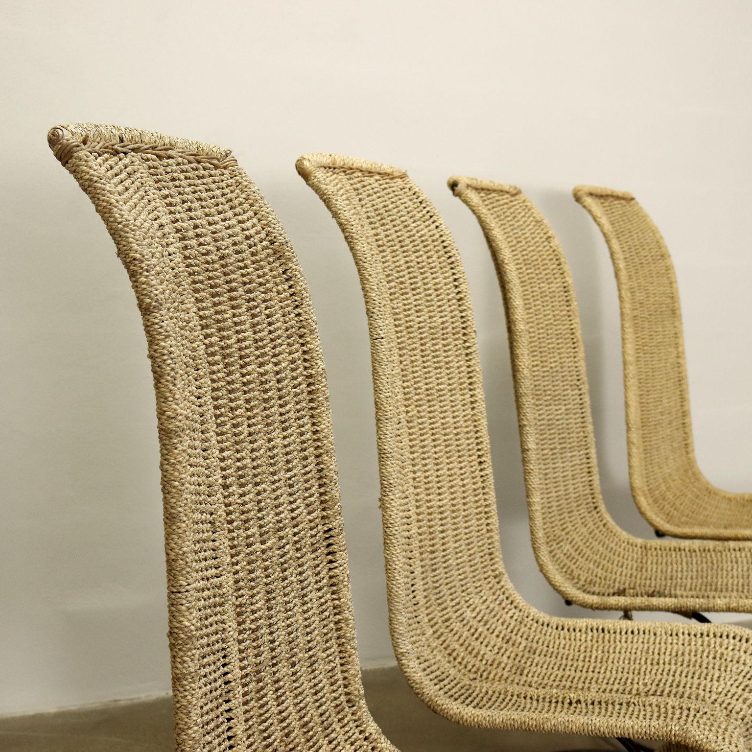 Mid-Century Modern Group of 4 Most 'S' Chairs Rope, 1970s