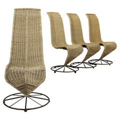 Gruppe von 4 „S“-Stühlen mit Seil, 1970er Jahre