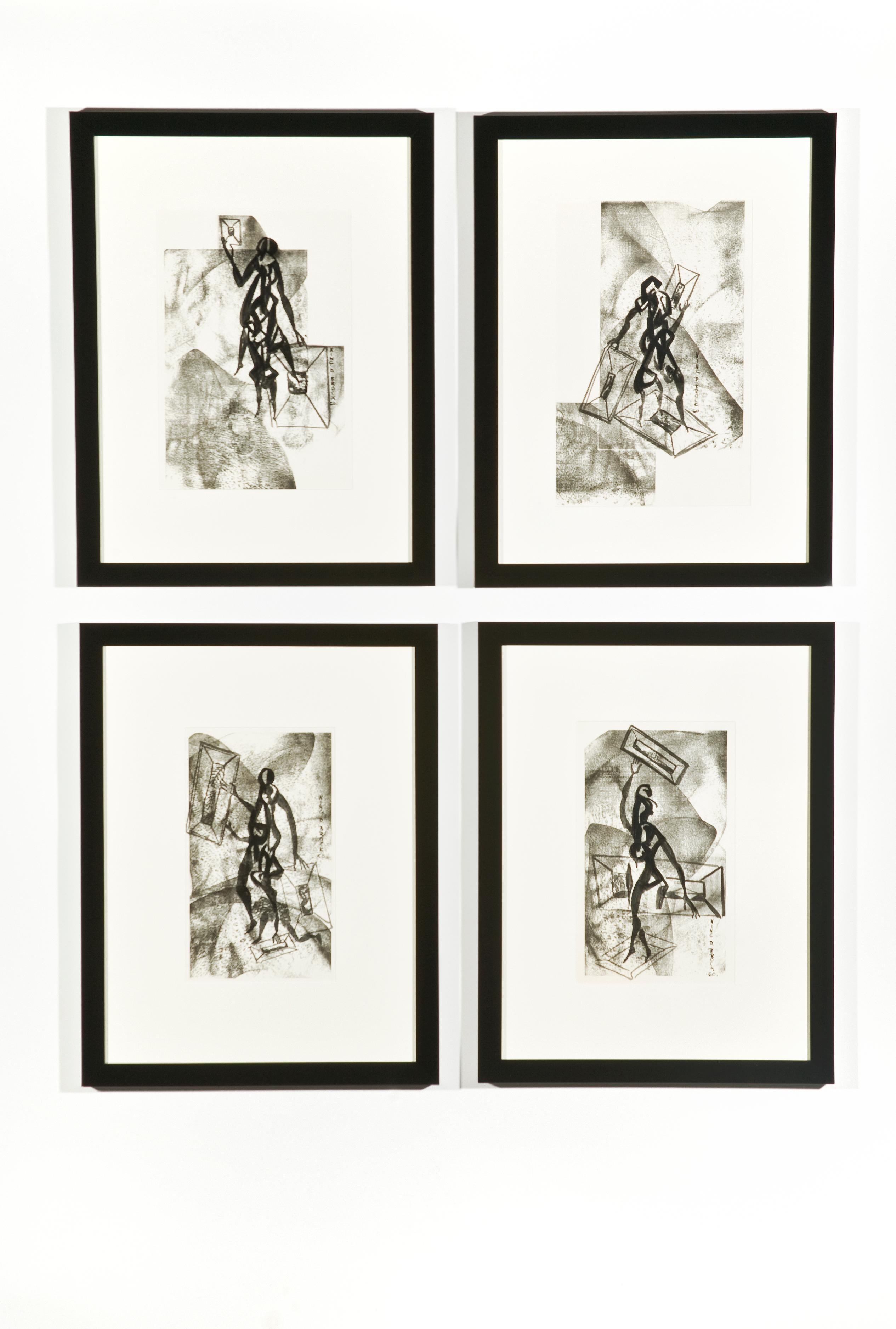 Group of 4 Original Art by King D. Brock
Black and White Drawings of 