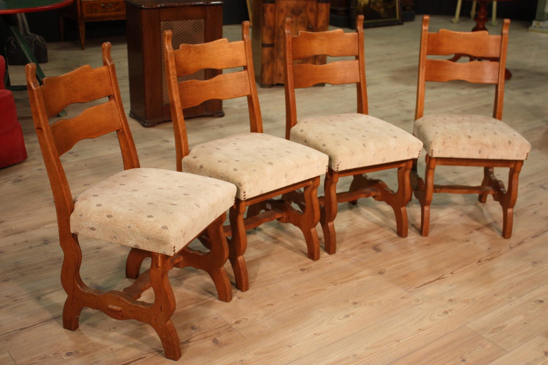 Group of 4 Rustic Northern European Chairs, 20th Century For Sale 5