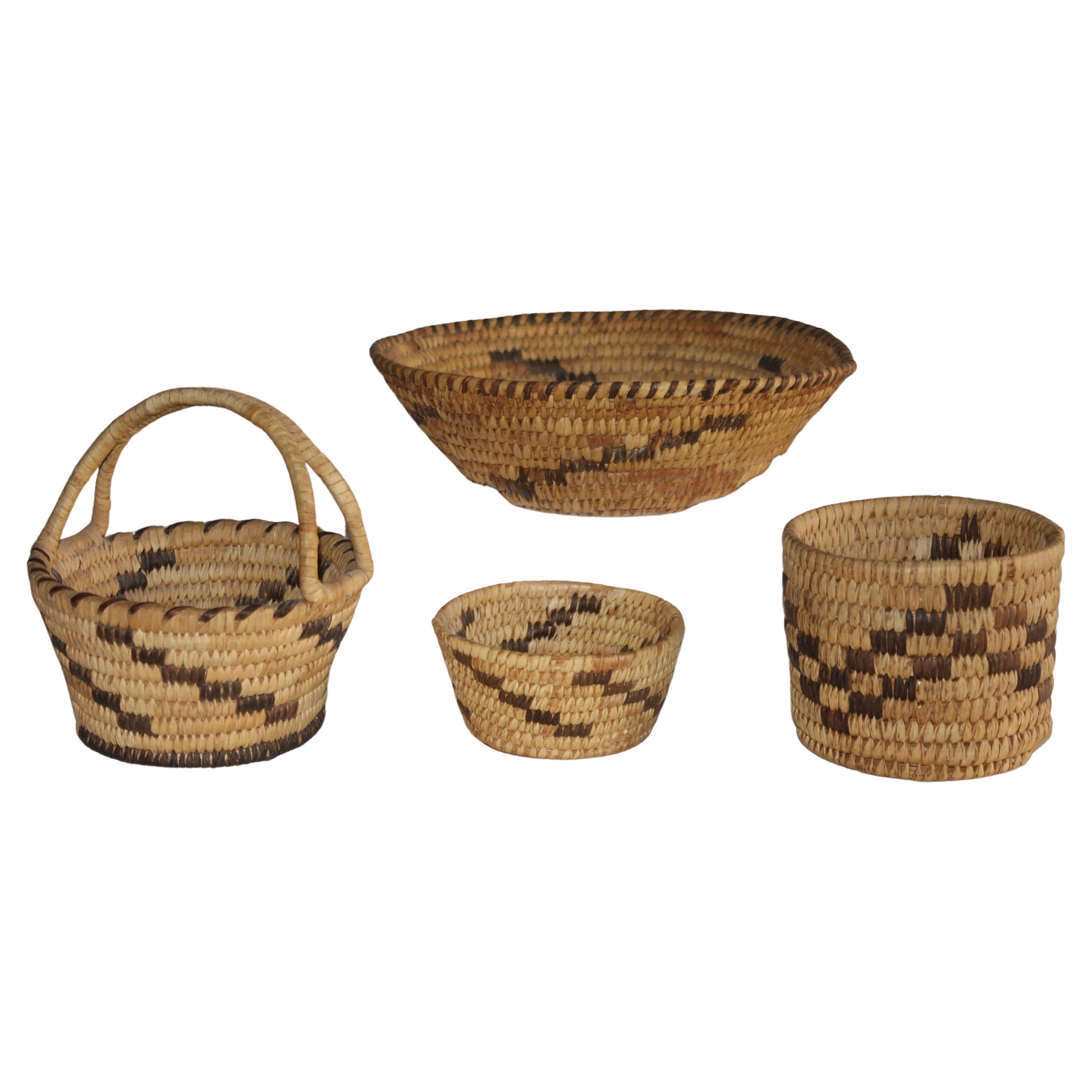 Group of 4 Small 20th C Papago Indian Baskets