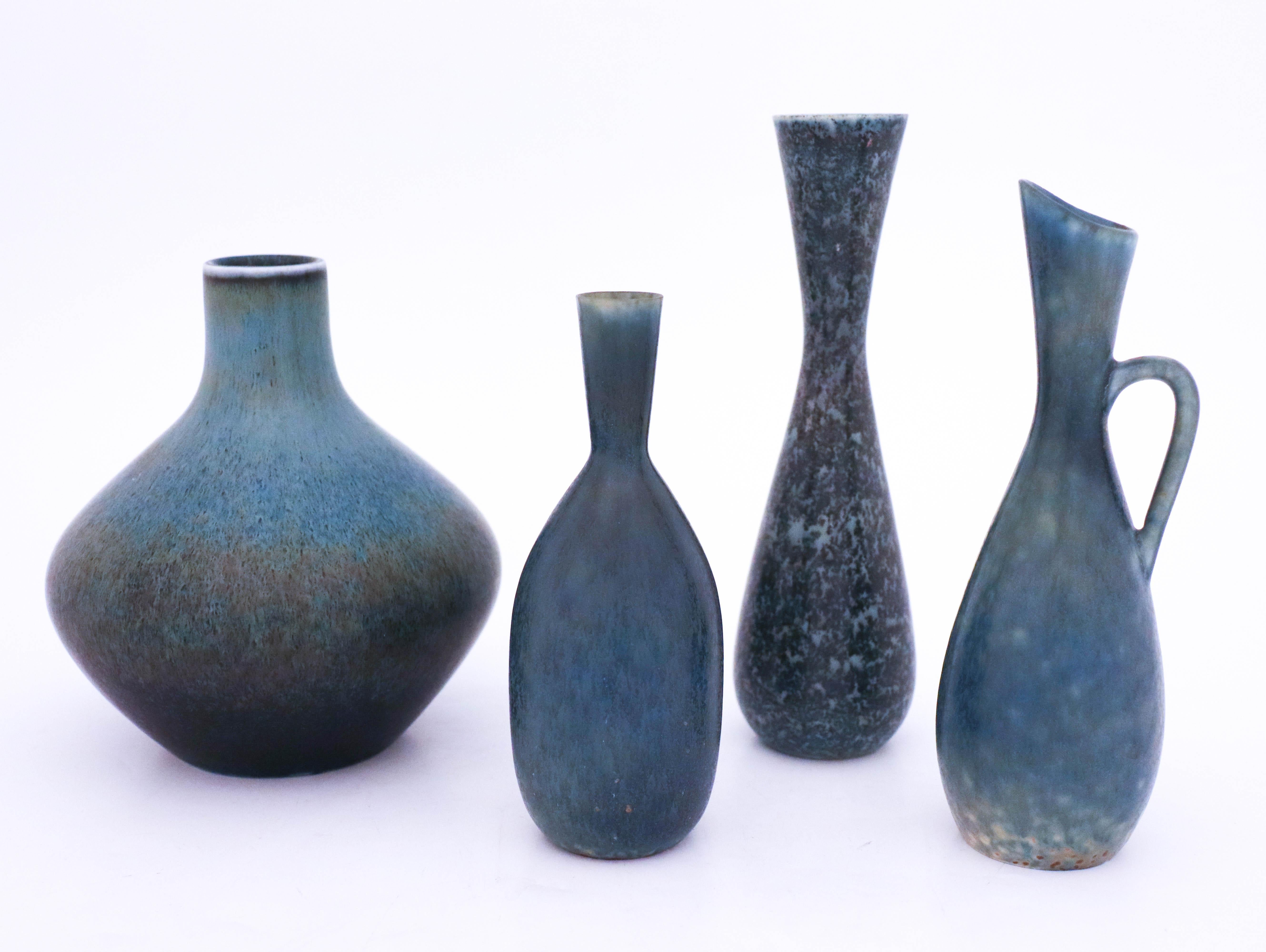 Scandinavian Modern Group of 4 Stoneware Vases, Carl-Harry Stålhane, Rörstrand, 1950s