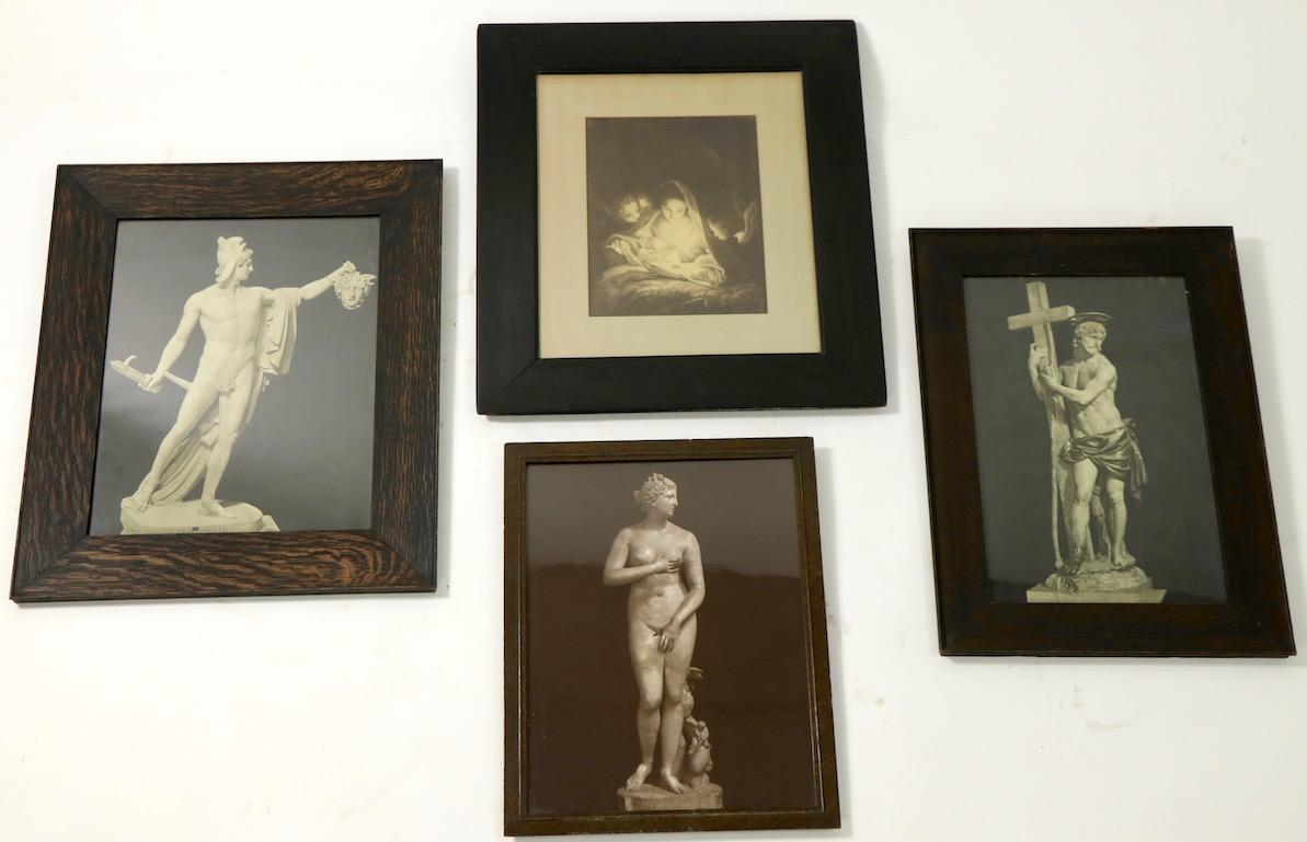 Four classical prints circa 1900s-1920s each in original wood frame, under glass. These are priced and offered individually but we would love to see them stay together. All show minor cosmetic wear, normal and consistent with age.