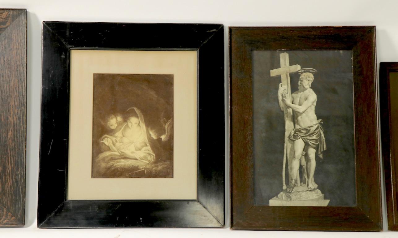Glass Group of 4 Turn of The Century Framed Classical Prints For Sale