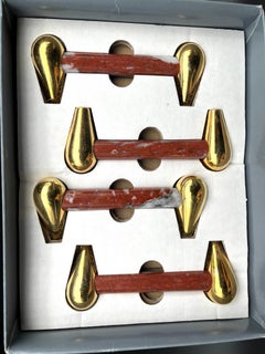 Group of 4 Verona Red Marble and brass Handles for Furniture and Wall Units 1960s