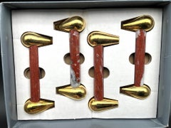 Group of 4 Verona Red Marble and brass Handles for Furniture and Wall Units 1960s