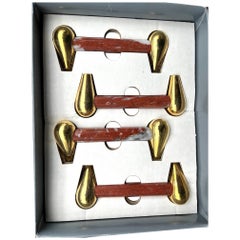 Group of 4 Verona Red Marble and brass Handles for Furniture and Wall Units 1960s
