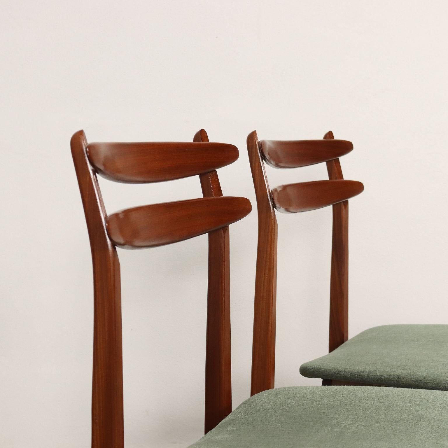 Mid-Century Modern Group of 4 Wooden Chairs Italy 1950s-1960s