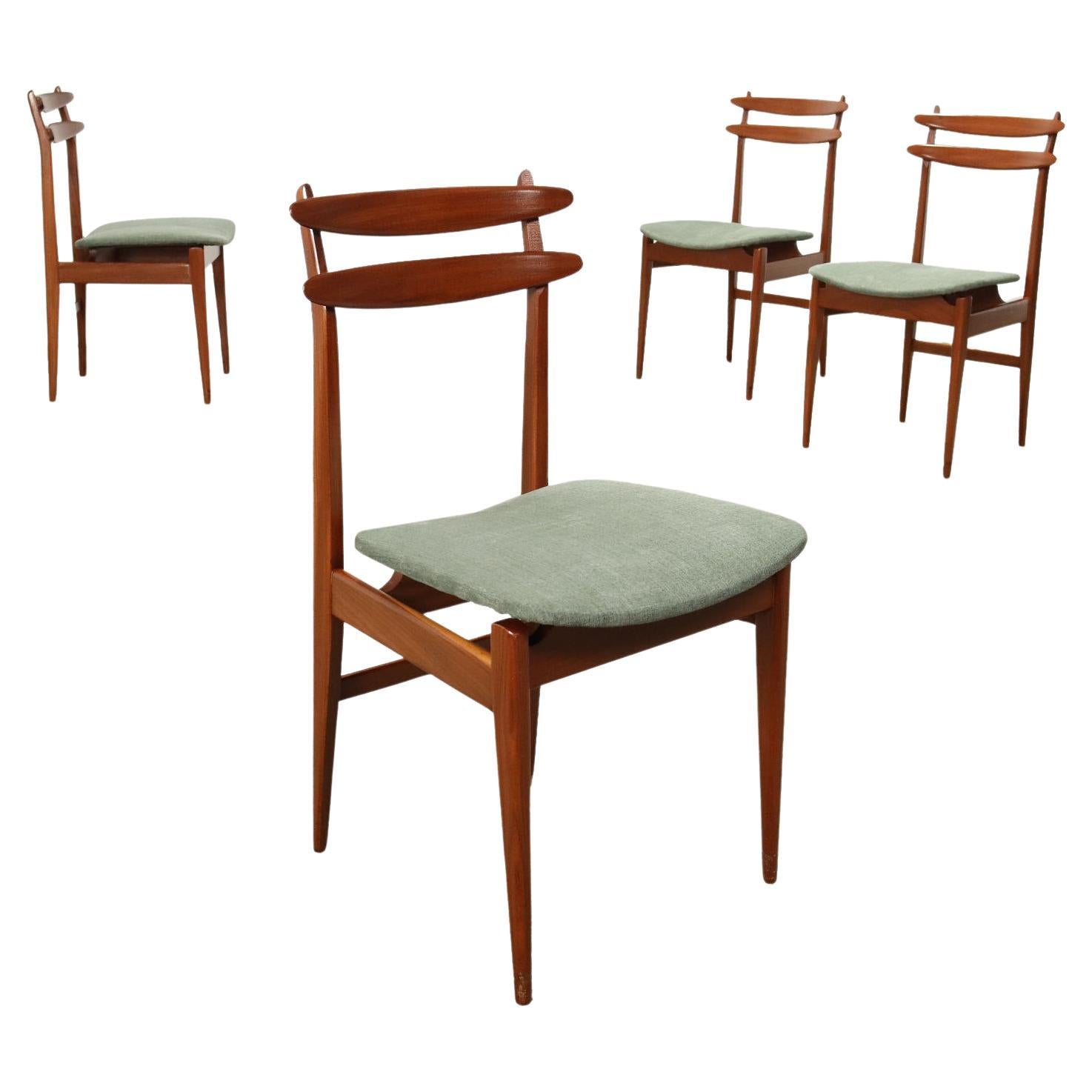 Group of 4 Wooden Chairs Italy 1950s-1960s
