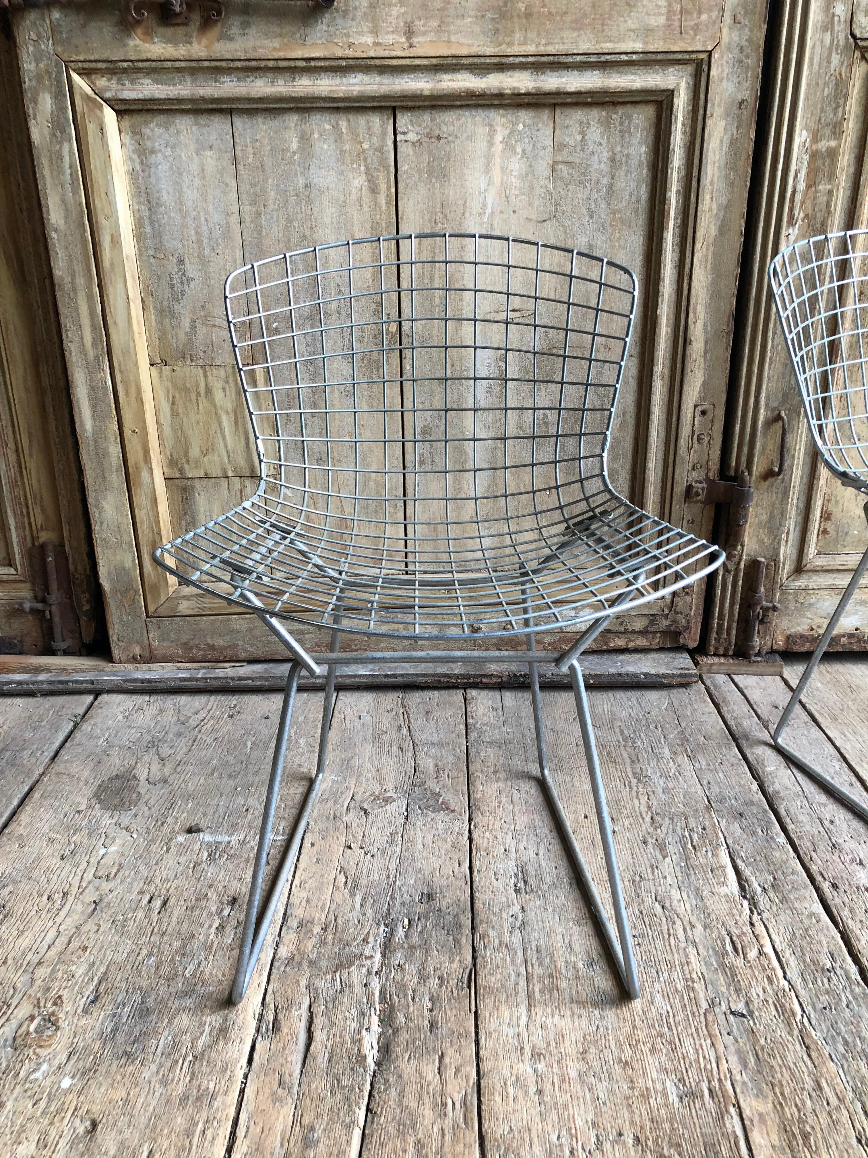 Steel Group of 5 Bertoia Side Chairs in Chrome
