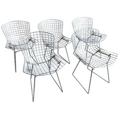 Vintage Group of 5 Bertoia Side Chairs in Chrome