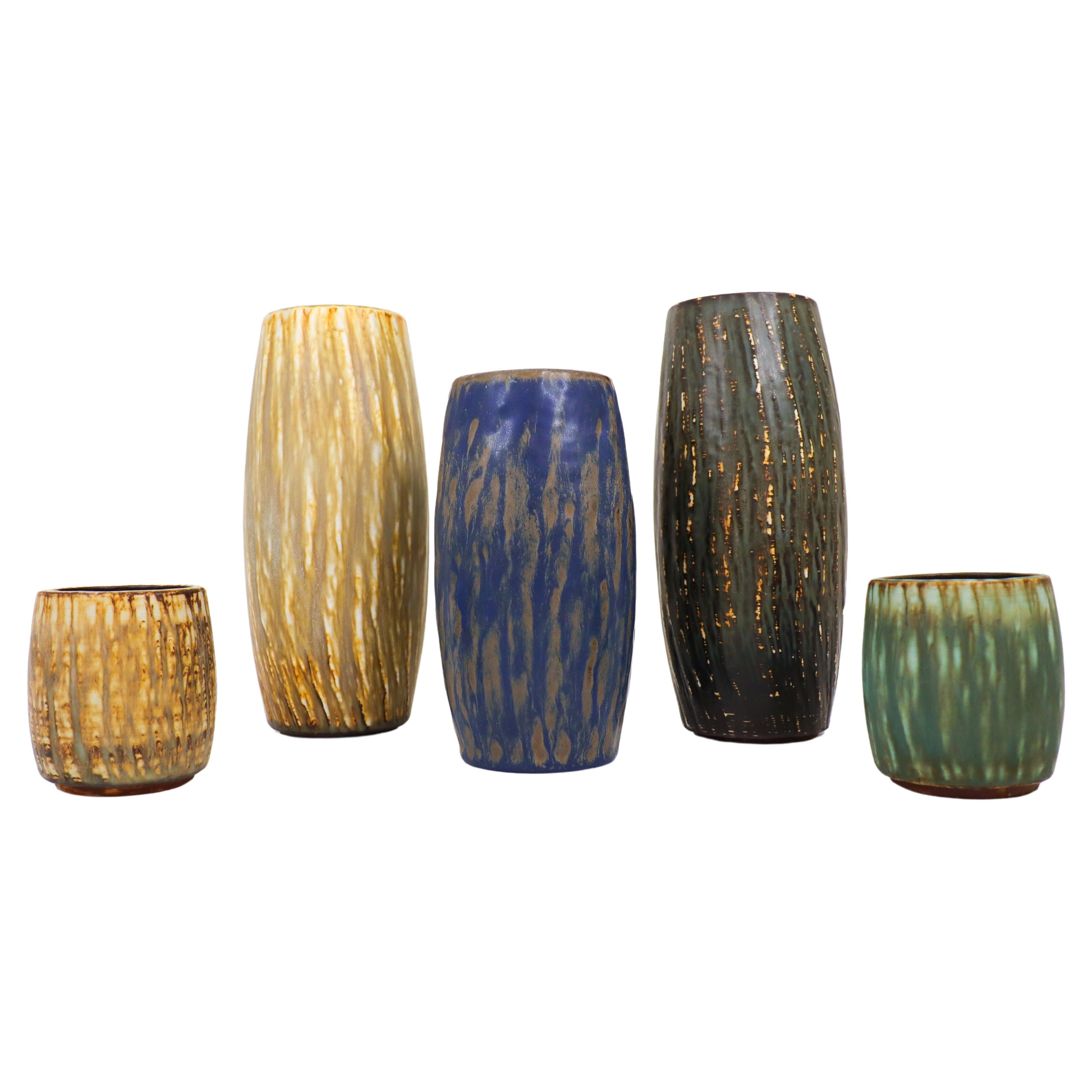 Group of 5 Ceramic Vases - Rubus Rörstrand - Gunnar Nylund For Sale