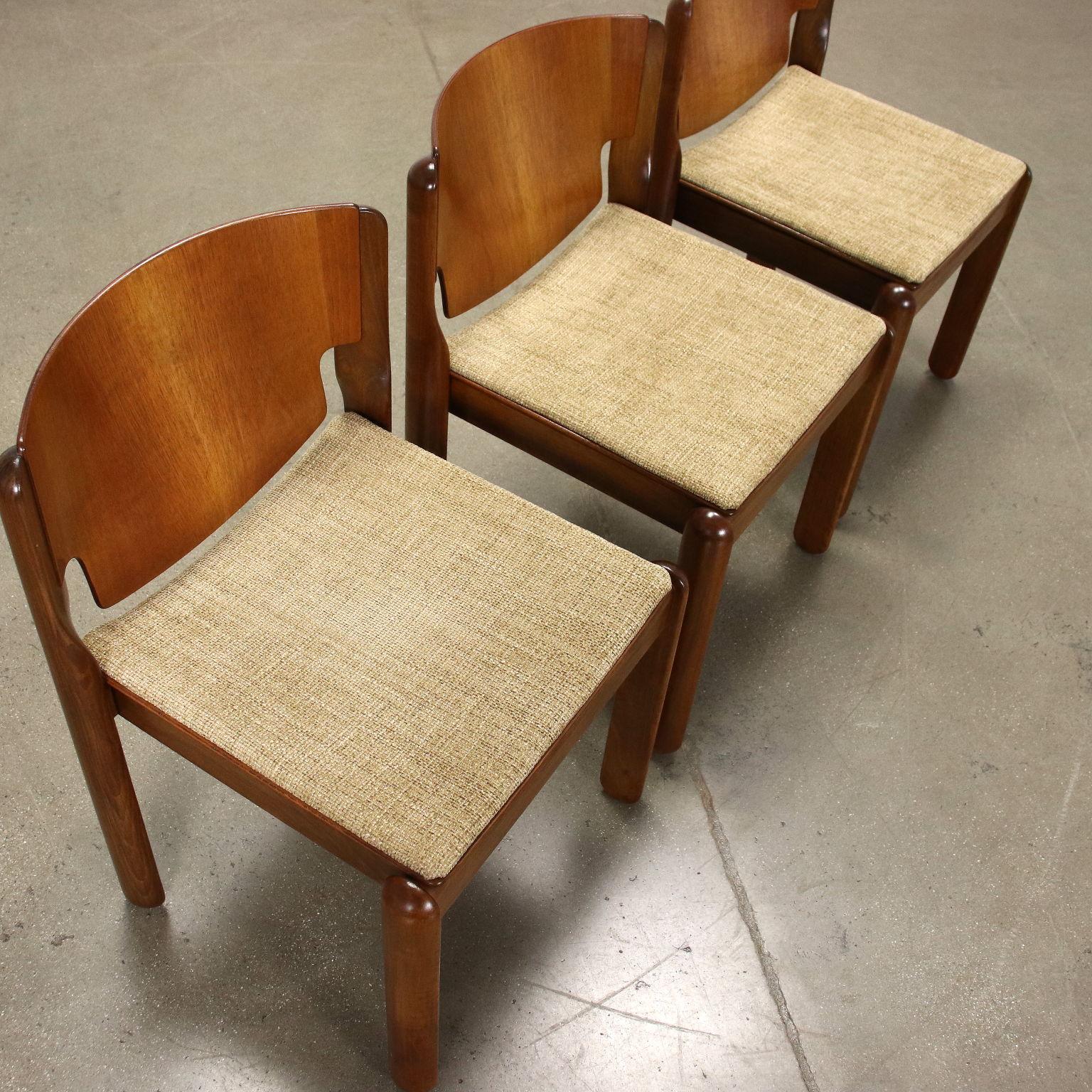 20th Century Group of 5 Chairs Cassina Plywood Fabric, Italy, 1960s