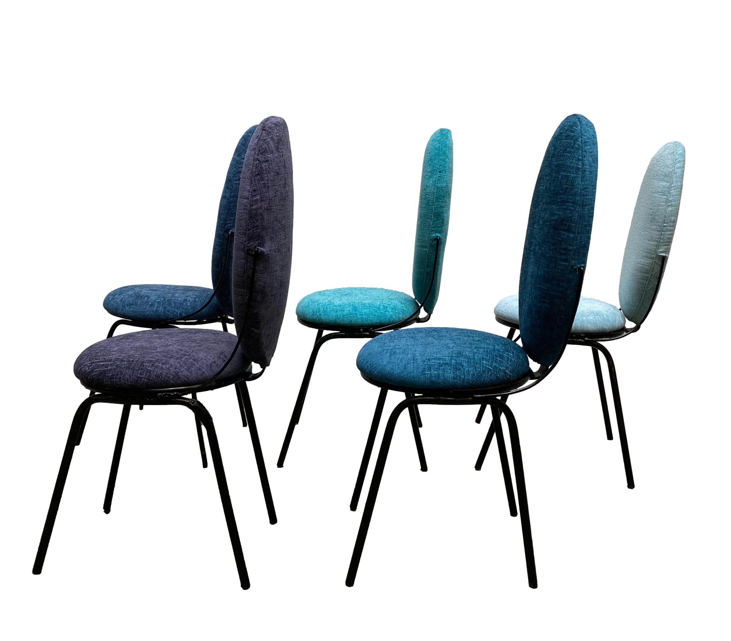 Milieu du XXe siècle Groupe de 5 chaises à dossier ovale, Italie, 1960 en vente