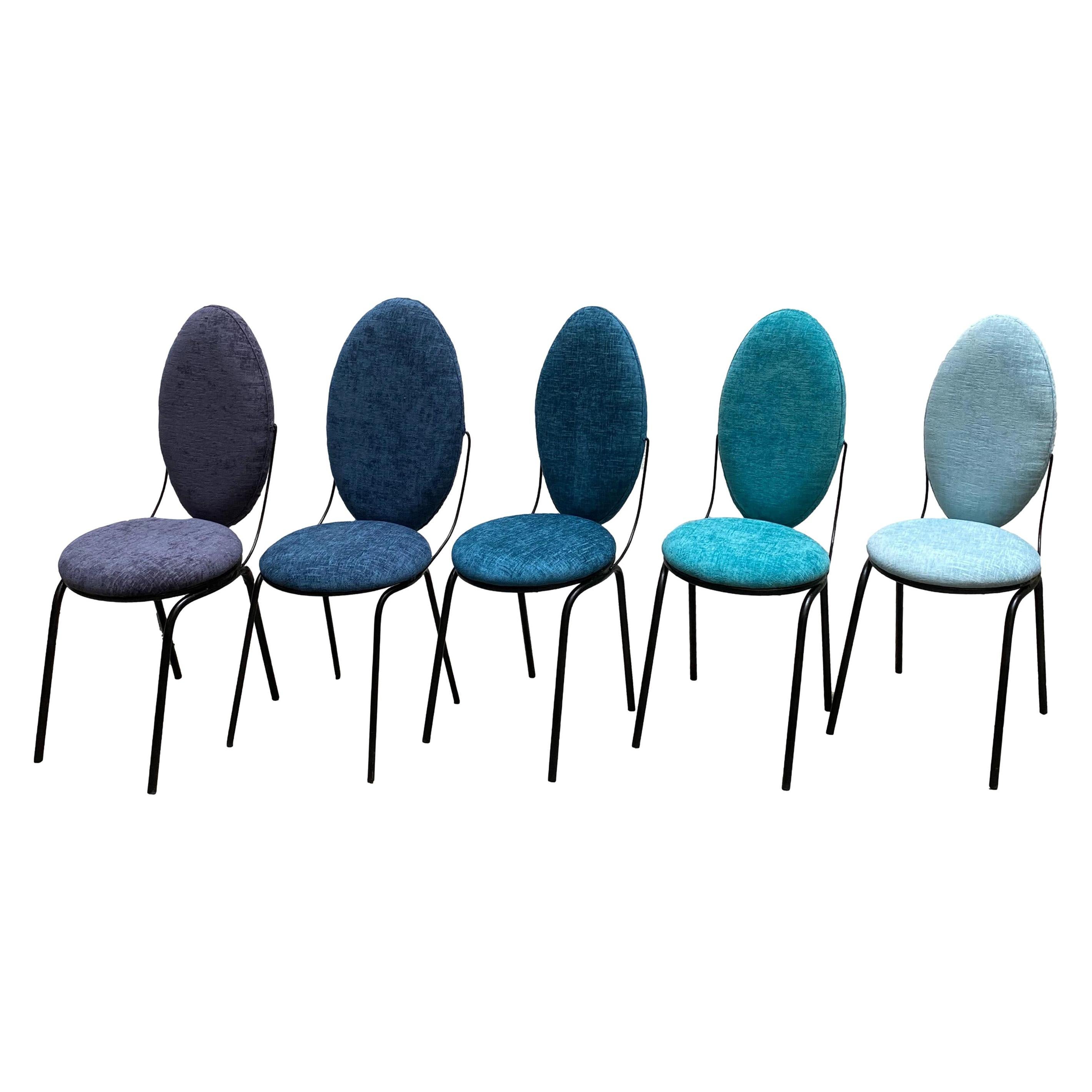 Gruppe von 5 Stühlen mit ovaler Rückenlehne, Italien, 1960 im Angebot