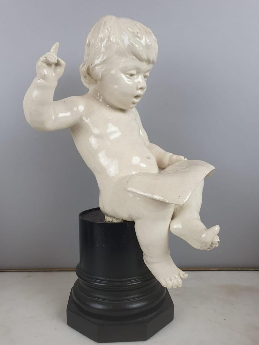 Group Of 5 Earthenware Musician Cherubs, Late 19th, Early 20th. In Good Condition For Sale In Brussels, BE
