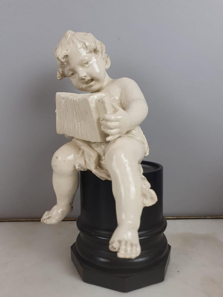 19th Century Group Of 5 Earthenware Musician Cherubs, Late 19th, Early 20th. For Sale