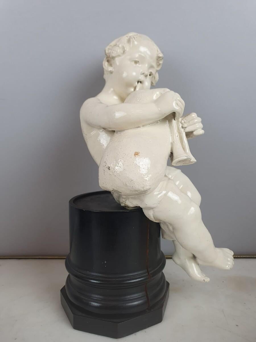 Group Of 5 Earthenware Musician Cherubs, Late 19th, Early 20th. For Sale 3