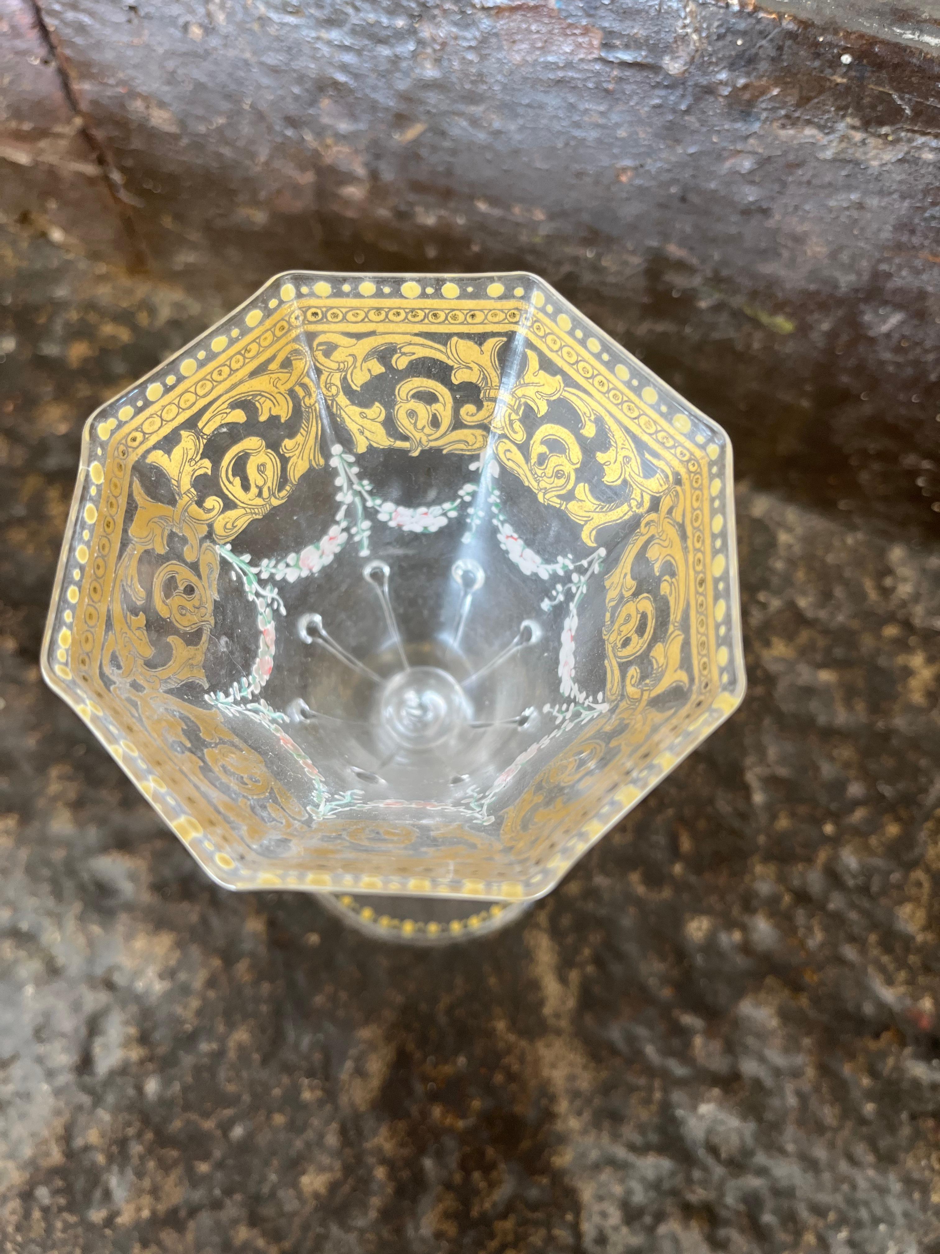 Italian Group of 5 hexagonal Murano Glasses early 1900s For Sale