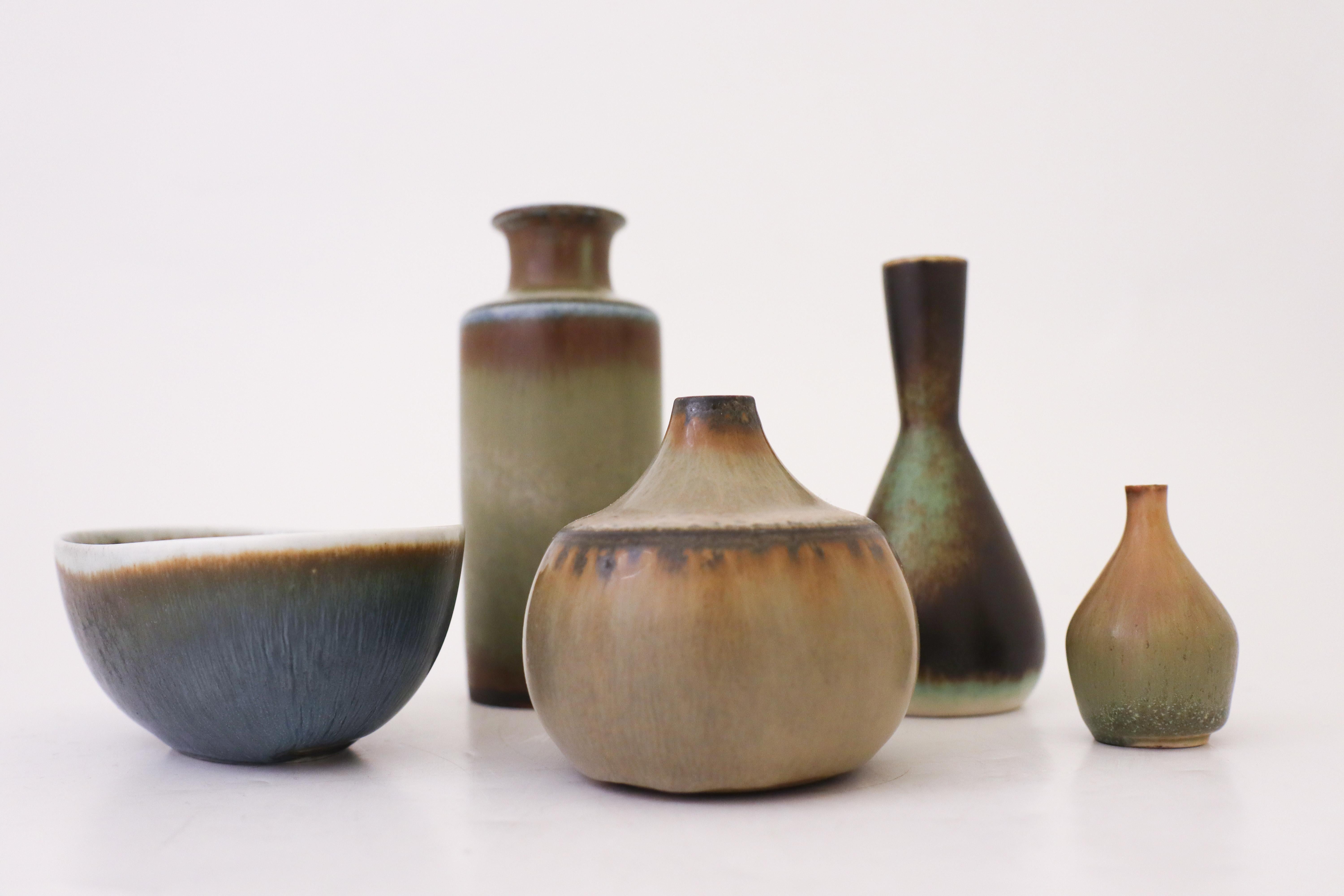 Scandinavian Modern Group of 5 Pieces Ceramics, Rörstrand Carl-Harry Stålhane, Midcentury Vintage