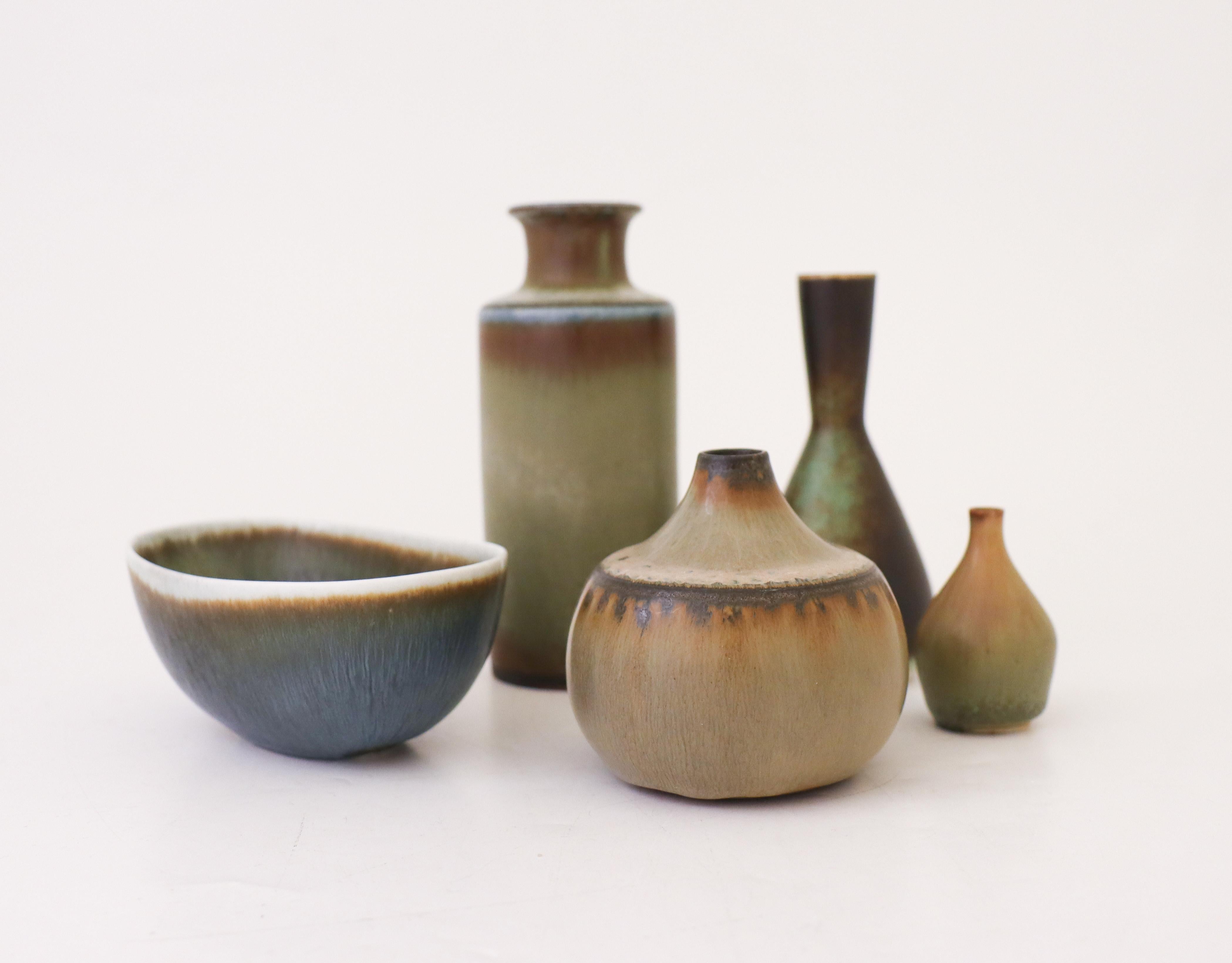 Swedish Group of 5 Pieces Ceramics, Rörstrand Carl-Harry Stålhane, Midcentury Vintage