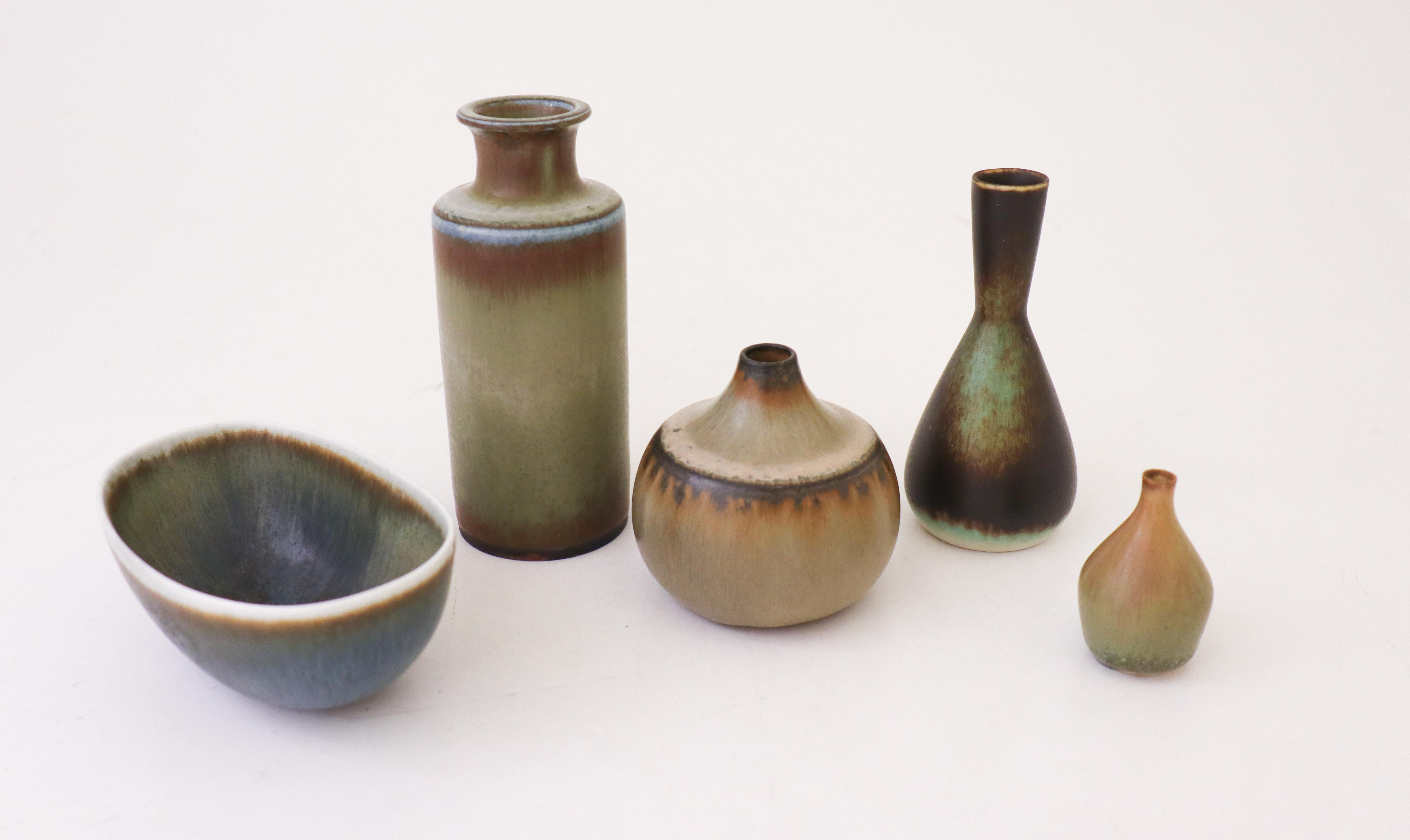 Group of 5 Pieces Ceramics, Rörstrand Carl-Harry Stålhane, Midcentury Vintage In Excellent Condition In Stockholm, SE